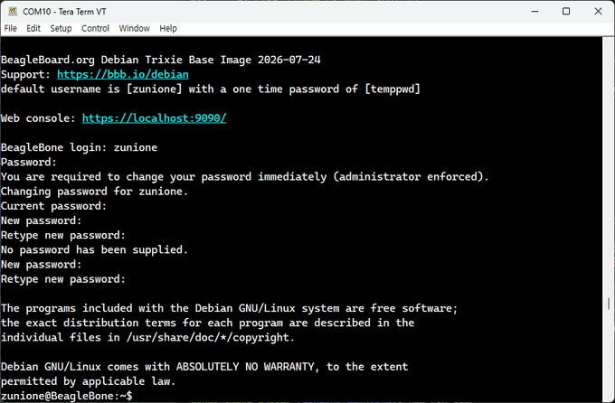 Boot and login to beaglebone prompt