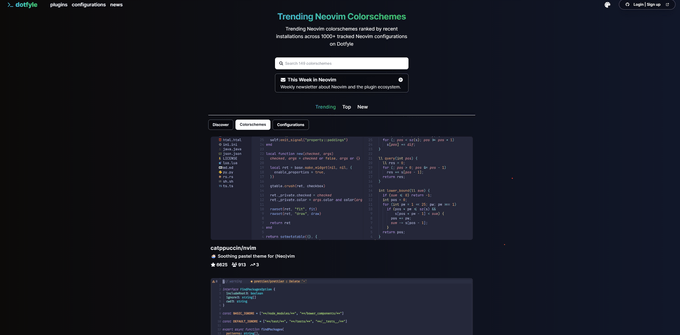 dotfyle: Trending Neovim Colorschemes