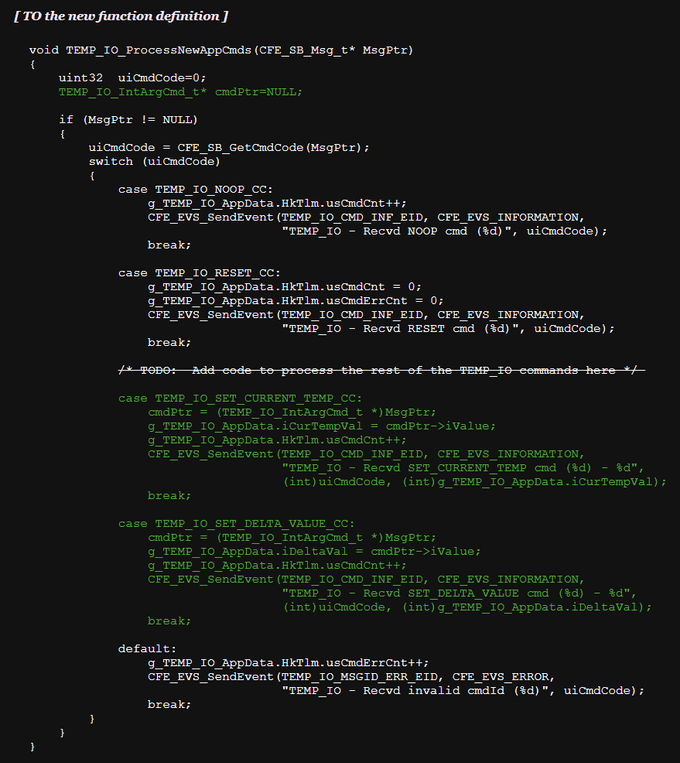 Changes for TEMP_IO_ProcessNewAppCmds() in temp_io_app.c