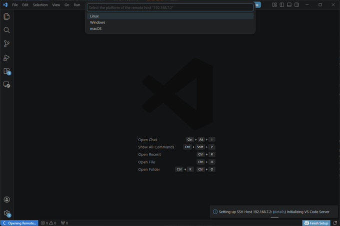 Select platform of SSH host