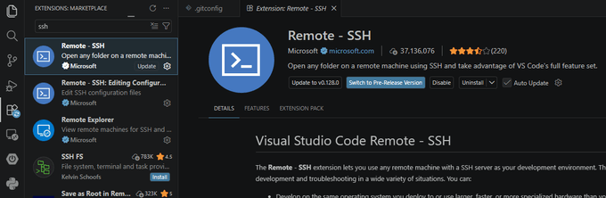 Download SSH extension