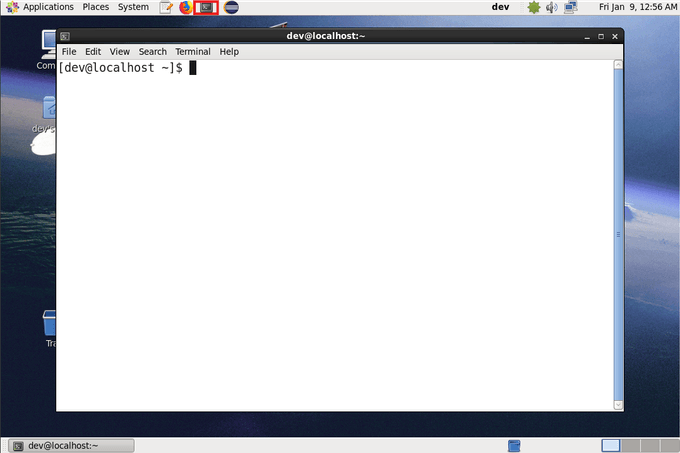 Open CentOS terminal
